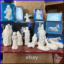 Nativity Collectibles White Bisque Porcelain Figurine Set Christmas Holiday