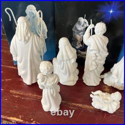 Nativity Collectibles White Bisque Porcelain Figurine Set Christmas Holiday