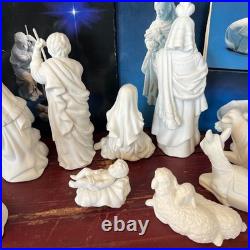 Nativity Collectibles White Bisque Porcelain Figurine Set Christmas Holiday
