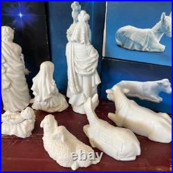 Nativity Collectibles White Bisque Porcelain Figurine Set Christmas Holiday