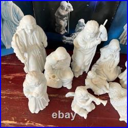 Nativity Collectibles White Bisque Porcelain Figurine Set Christmas Holiday