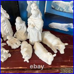 Nativity Collectibles White Bisque Porcelain Figurine Set Christmas Holiday