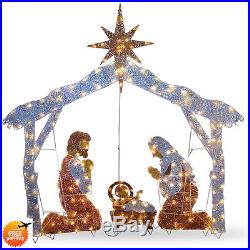 Nativity Set Outdoor Large Holy Night White Christmas Clear Lights Holiday Decor