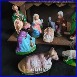 Nativity Set West Germany 1940s Classic German Hand Painted Paper Mache