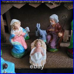 Nativity Set West Germany 1940s Classic German Hand Painted Paper Mache