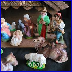 Nativity Set West Germany 1940s Classic German Hand Painted Paper Mache