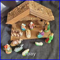 Nativity Set West Germany 1940s Classic German Hand Painted Paper Mache