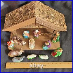 Nativity Set West Germany 1940s Classic German Hand Painted Paper Mache