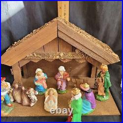 Nativity Set West Germany 1940s Classic German Hand Painted Paper Mache