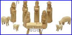 Natural German Carved Wood Christmas Nativity Scene Set of 11 Pieces Germany