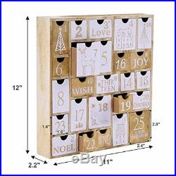 Nature Wood Advent Calendar with 25 Storage Drawers Countdown to Christmas