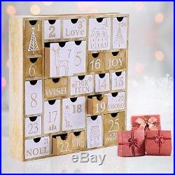 Nature Wood Advent Calendar with 25 Storage Drawers Countdown to Christmas