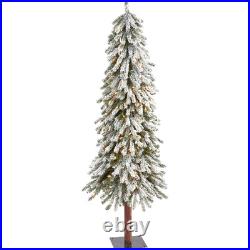 Nearly Natural 5Ft. Flocked Grand Alpine Artificial Christmas Tree 200 Clear