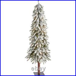 Nearly Natural 5Ft. Flocked Grand Alpine Artificial Christmas Tree 200 Clear