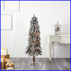 Nearly Natural 5Ft. Flocked Grand Alpine Artificial Christmas Tree 200 Clear
