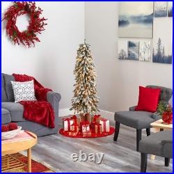 Nearly Natural 5Ft. Flocked Grand Alpine Artificial Christmas Tree 200 Clear