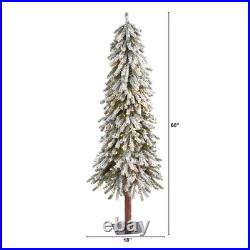 Nearly Natural 5Ft. Flocked Grand Alpine Artificial Christmas Tree 200 Clear