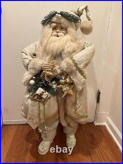 Neiman Marcus 3ft Gold Santa Statue w Presents Sack Pre-Owned
