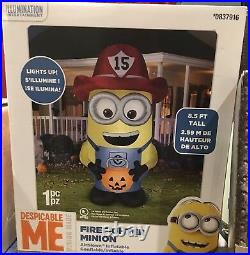 NewHalloween 8.5FT FIREFIGHTER Minion Gemmy Airblown INFLATABLE BLOW UP