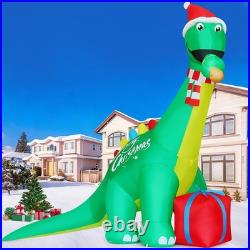 New 118 FT Christmas Inflatables Dinosaur Outdoor Decorations Blow Up Yard Giant