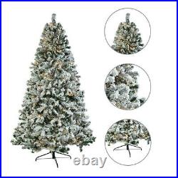 New 1450Tips 7.5FT Artificial Christmas Tree Snow Flocked Xmas Tree with Light US