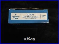 New 19 Box Lot Holiday Time 50 Blue LED Mini Lights Green Wire Indoor/Outdoor