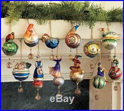 New! 2016 Pottery Barn 12 Twelve Days of Christmas Mercury Ornaments FAST SHIP