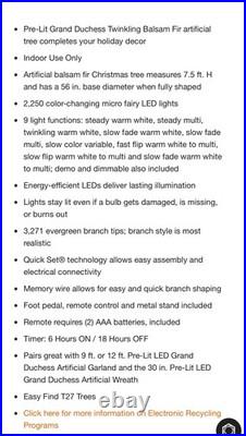 New 2025 FULL Grand Duchess Balsam Fir T27 LED Pre-Lit Tree, 7.5 Foot