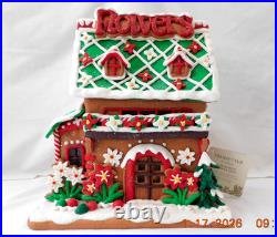 New 2025 Trimsetter Gingerbread House Light Up LED Flower Shop 10.5T x 9.8L