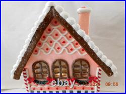 New 2025 Trimsetter Gingerbread House Light Up LED Pink House 13T x 9.2L x 8