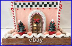 New 2025 Trimsetter Gingerbread House Light Up LED Pink House 13T x 9.2L x 8