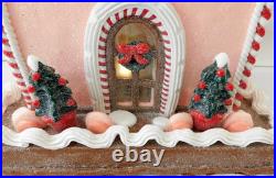 New 2025 Trimsetter Gingerbread House Light Up LED Pink House 13T x 9.2L x 8