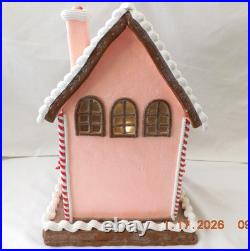 New 2025 Trimsetter Gingerbread House Light Up LED Pink House 13T x 9.2L x 8