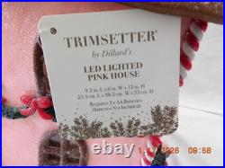 New 2025 Trimsetter Gingerbread House Light Up LED Pink House 13T x 9.2L x 8