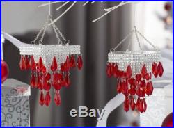 New 2pc LED Lighted Red Crystal Chandeliers Christmas Ornaments Tree Decoration