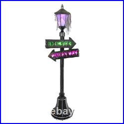 New 5' Foot Lighted Halloween Lamp Post Sound Activated & Color Change Gas Light