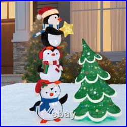 New 6′ Stacked Penguins with LED Lights