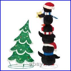 New 6' Stacked Penguins with LED Lights
