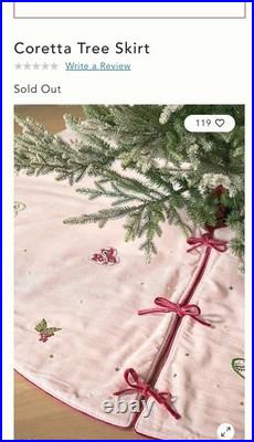New Anthropologie Christmas Tree Skirt Coretta 60 Embroidered Beaded Pink Boho