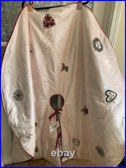 New Anthropologie Christmas Tree Skirt Coretta 60 Embroidered Beaded Pink Boho