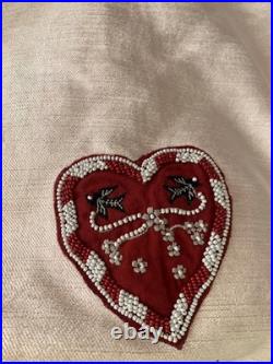 New Anthropologie Christmas Tree Skirt Coretta 60 Embroidered Beaded Pink Boho