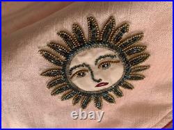New Anthropologie Christmas Tree Skirt Coretta 60 Embroidered Beaded Pink Boho