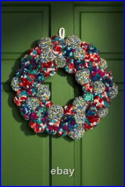 New Anthropologie Nepal Wool Pom Merry Making Wreath 17 Diameter NIP NWT