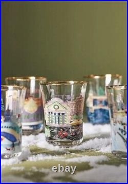 New Anthropologie Set of 5 Holiday in the City Juice Glasses
