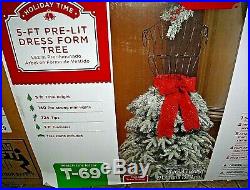 New Artificial Christmas 5' Flocked Dress Form Artificial Tree with Clear Lights