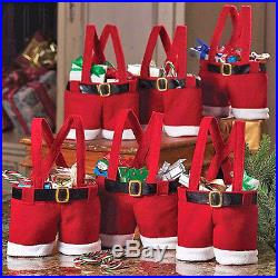 New Buckram Santa Pants Handbag Candy/Christmas Gift Bag Xmas Decor Ornament