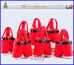 New Buckram Santa Pants Handbag Candy/Christmas Gift Bag Xmas Decor Ornament