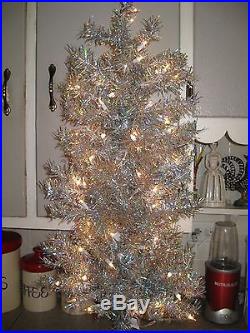 New Carson Silver Pine Tree Pre lighted Holiday Time 3 1/2 ft. Tensel