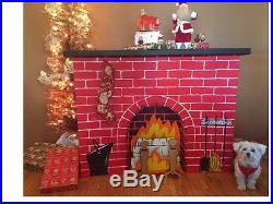 New Christmas Cardboard Fireplace Decoration Standee w Logs Flames Andirons