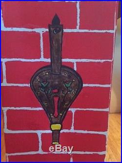 New Christmas Cardboard Fireplace Decoration Standee w Logs Flames Andirons